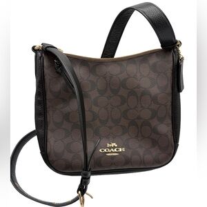Coach Signature Logo Leather Crossbody Bag in black and brown